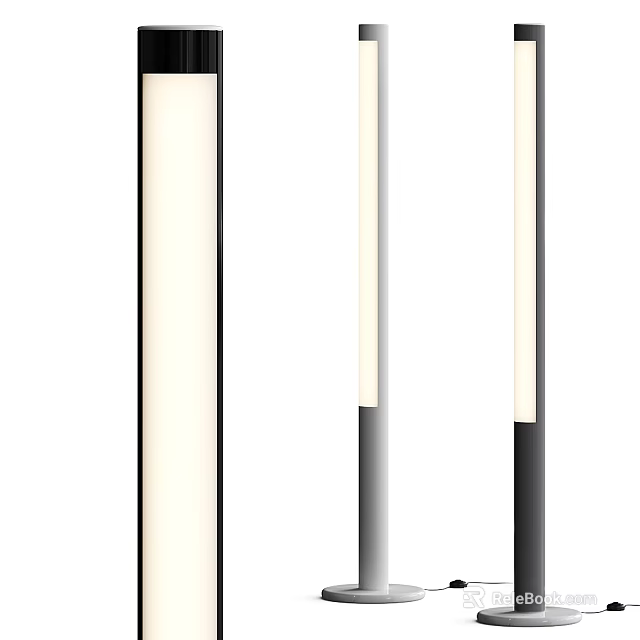 Modern Slim Floor Lamp With White Shade And Soft Illumination 3d model 