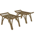 Modern Wooden Rattan Stools With Woven Design And Simple Home Style