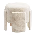 Beige Velvet Modern Minimalist Stool With Sturdy Legs And Comfortable Elegant Design