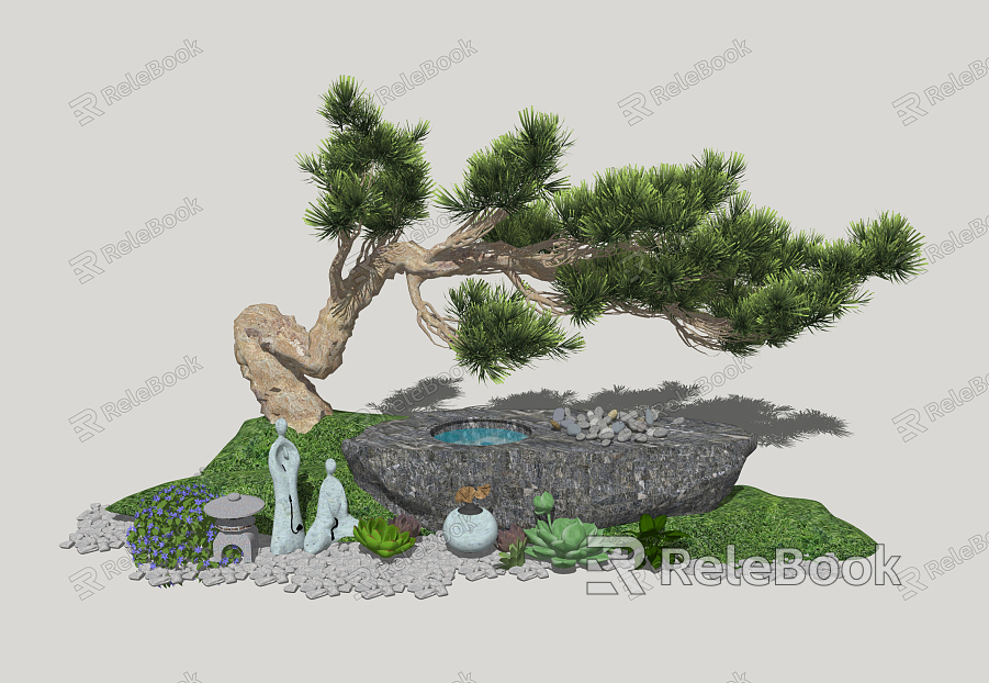 New Chinese Landscape Sick Zen Courtyard Sick model