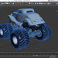 Pink Toy Monster Truck With Large Black Tires And Candy Themed Design