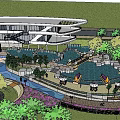 Modern Architectural Landscape Design With Water Features Green Spaces And Walkways