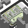 Modern School Building With Multi Level Walkways Yellow Staircases Green Plants And Active Students