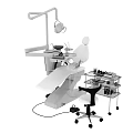 Modern Dental Chair With Medical Instruments Lamp Tray And Clinic Equipment
