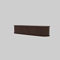 Modern Walnut Wood TV Stand With Sleek Curved Edges And Smooth Surface