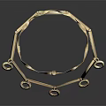 Gold Jewelry Necklace Featuring Geometric Design Circular Pendants And Shiny Surface On Black Background