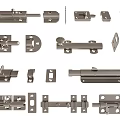 Assorted Metal Pipe Fittings Featuring Hinges Latches And Brackets 3d model