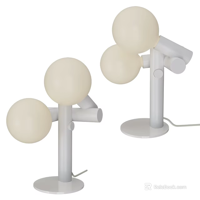 Modern White Table Lamp With Spherical Lampshades And Adjustable Arm Design 3d model 