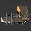 Industrial Equipment With Conveyor Belt Metal Frame And Yellow Mechanical Parts