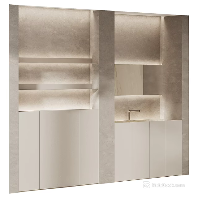 Modern Bathroom Interior With Wash Basin Towel Racks And Storage Shelves For Daily Use 3d model 