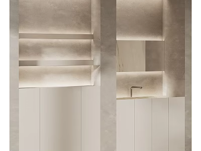 Modern Bathroom Interior With Wash Basin Towel Racks And Storage Shelves For Daily Use 3d model