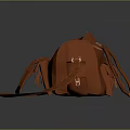 Stylish Brown Leather Bag With Polygon Design Handles And Shoulder Strap 3d model