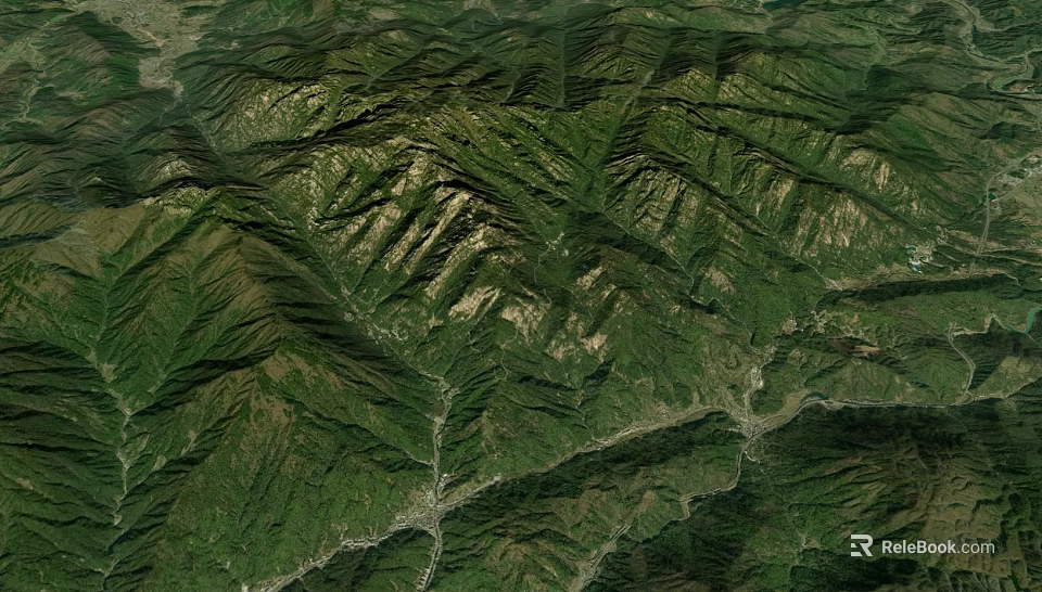 Lush Green Mountain Garden Landscape With Natural Vegetation And Scenic Rolling Terrain 3d model 