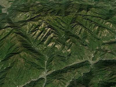 Lush Green Mountain Garden Landscape With Natural Vegetation And Scenic Rolling Terrain 3d model