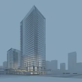 Modern Office Building With Glass Curtain Walls And Multi Storey Exterior Design