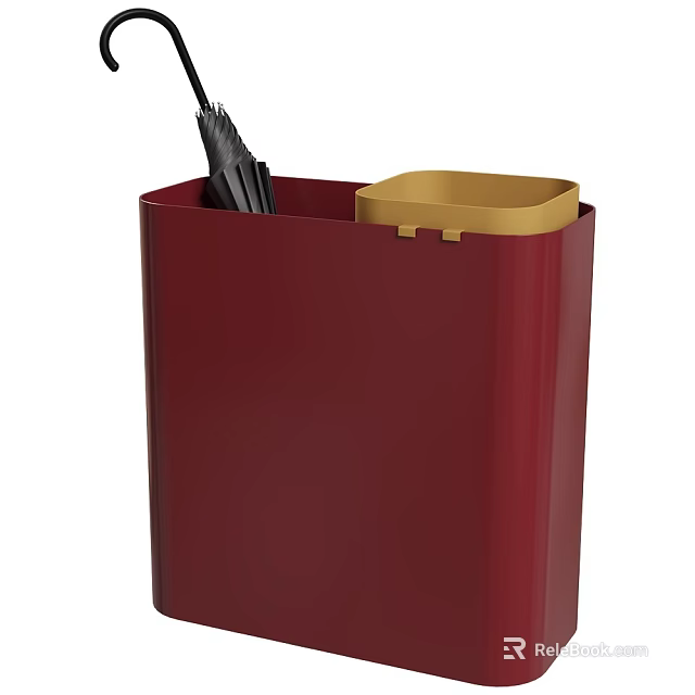 Functional Red Storage Organizer With Black Umbrella And Yellow Compartment 3d model