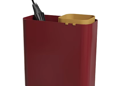 Functional Red Storage Organizer With Black Umbrella And Yellow Compartment 3d model