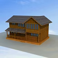Traditional Ancient Building With Wooden Structure Two Story Tile Roof And Windows