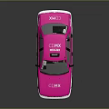 Pink And White Taxi With TAXI Lettering On Body And Roof Sign