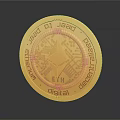 Gold Jewelry Piece With ETH Token Design And Circuit Texture On Dark Shiny Background