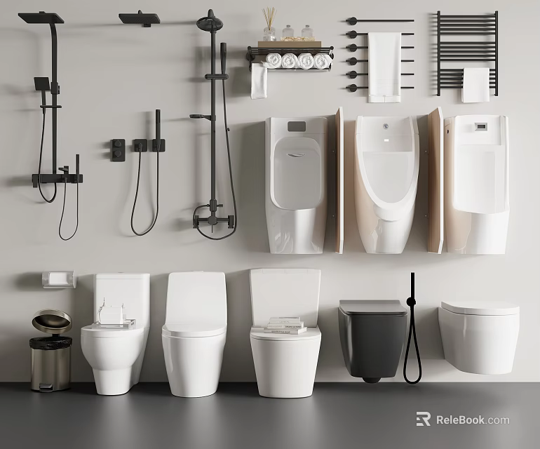 Modern Toilet Design Collection With Wall Mounted Floor Standing And Color Varieties In Bathroom 3d model 