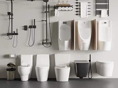 Modern Toilet Design Collection With Wall Mounted Floor Standing And Color Varieties In Bathroom 3d model
