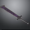 Ornate Fantasy Sword With Intricate Purple Blue Patterns And Decorative Hilt Design