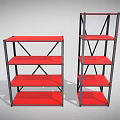 Sturdy Metal Frame Display Shelves With Red Tiers For Retail Exhibition