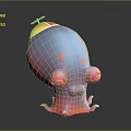 Cute 3D Cartoon Octopus Character With Blue Pink Body Orange Spots And Large Eyes