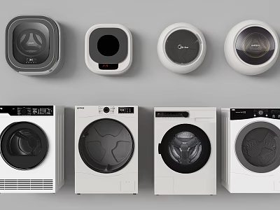 Various Modern Washing Machines with Stylish Designs and Front Load Features 3d model