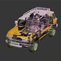 Yellow Off Road Car With White Roof And Roof Rack Silver Wheels