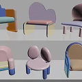 Colorful Modern Children's Chairs With Unique Shapes And Comfortable Seats For Kids
