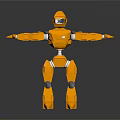 Orange 3D Mechanical Robot Model With Metallic Joints In Standing Pose 3d model