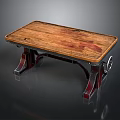 Industrial Wooden Workbench With Rustic Top Metal Frame And Movable Wheels