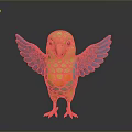 Vibrant Green Parrot With Orange Belly And Blue Wings Standing On Black Background