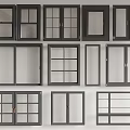 Various Black Window Frame Designs With Glass Panels And Different Styles 3d model