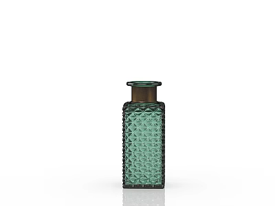 Green Glass Vase With Diamond Pattern And Brown Lid Design 3d model