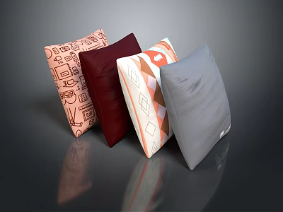 Colorful Decorative Pillows With Geometric And Abstract Patterns In Various Tones For Home Decor 3d model