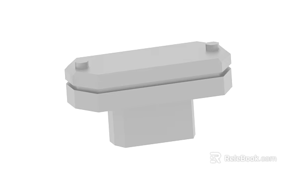 Gray Plastic Component With Hexagonal Edges Top Protrusions And Square Base 3d model 