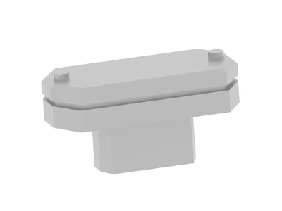 Gray Plastic Component With Hexagonal Edges Top Protrusions And Square Base 3d model
