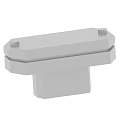 Gray Plastic Component With Hexagonal Edges Top Protrusions And Square Base