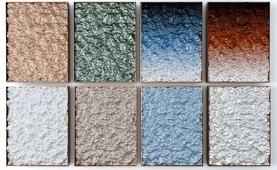 Metallic Textured Wall Decor Panels In Various Colors For Interior Design 3d model