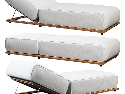 Modern Lounge Chair with Wooden Frame and White Upholstery in Sleek Design and Comfortable Angles 3d model