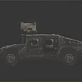 Military Off Road Vehicle With Camouflage Paint Weapon System On Top And Antennas