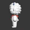 Cartoon Character With Sheep like Creature Features White Body Blue Horns Red Scarf Standing Pose