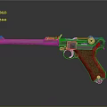 Vintage Revolver Weapon With Wooden Grip And Metallic Barrel Design