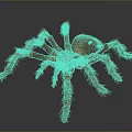 Red Hairy Spider With Large Body And Long Legs On Gray Gradient Background