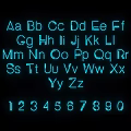 Neon Style Decorative Lights With Blue Letters Numbers On Black Background