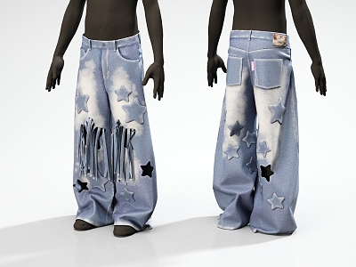 Modern Pants Jeans oversize Ripped Pants Ripped Jeans Casual Cool Loose 3d model