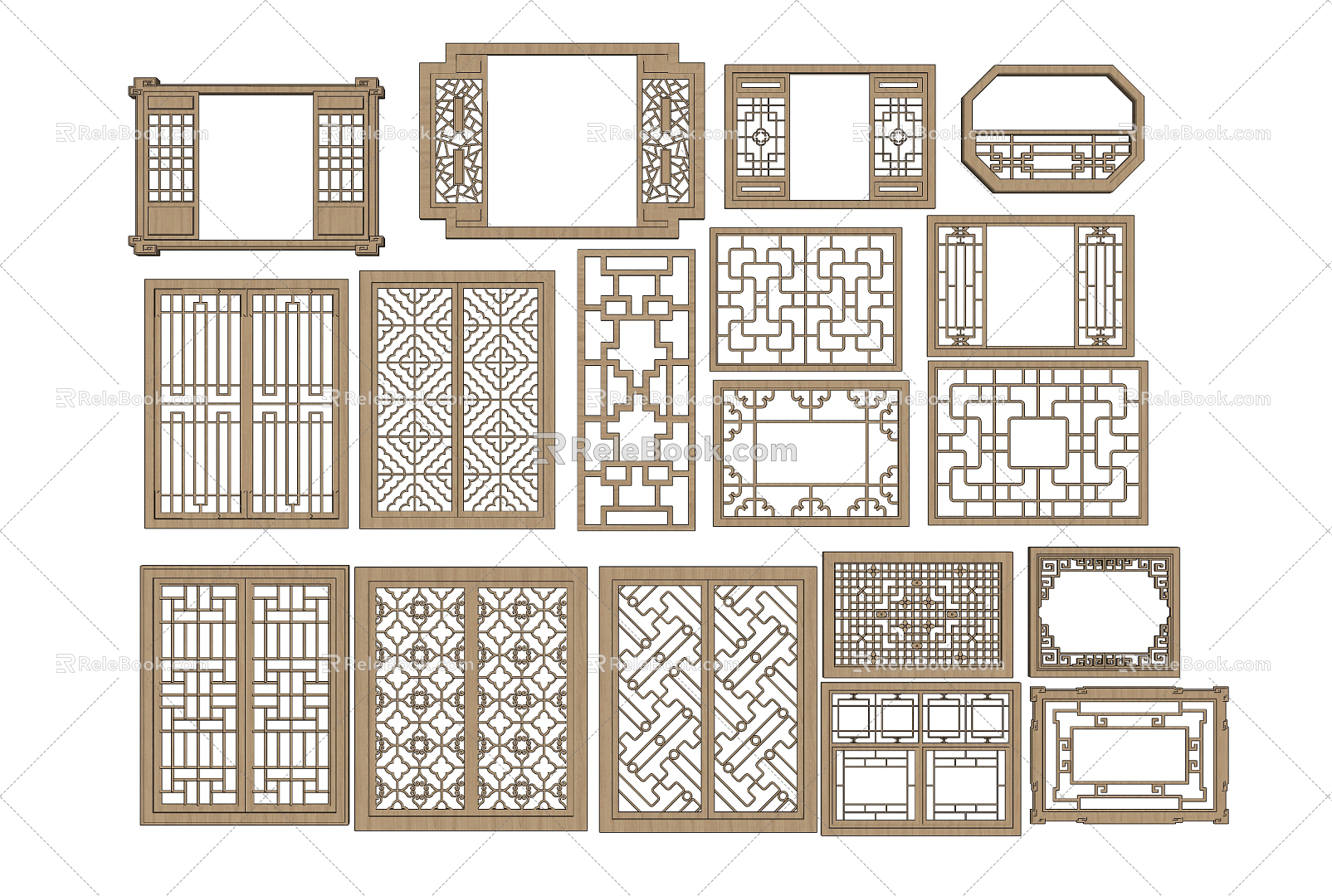 New Chinese-style openwork window grilles 3d model